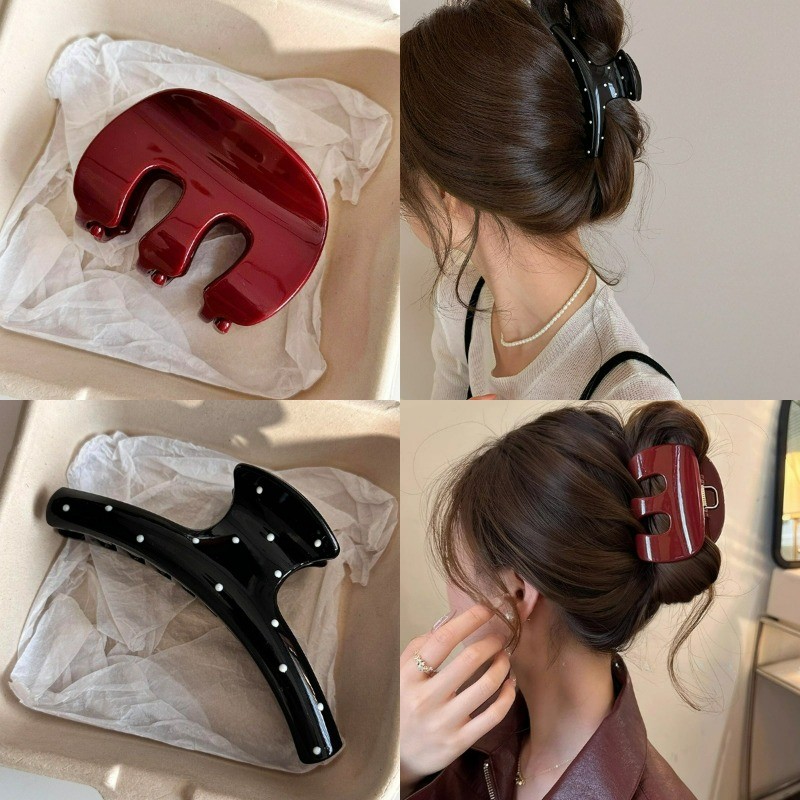 1/2 ชิ้นผู้หญิงใหม่ลายจุดขนาดใหญ่จับคลิป Hairpin