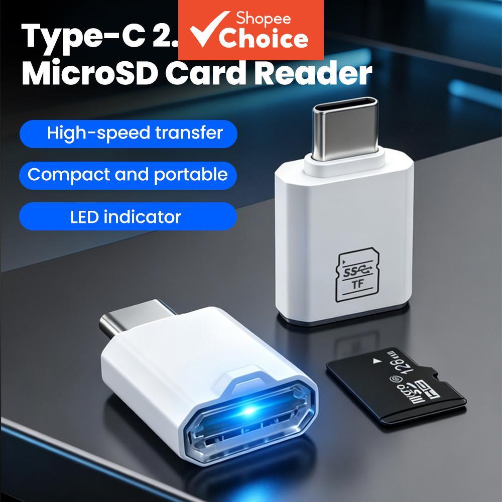 Type C 2.0 เป็นเครื่องอ่านการ์ด MicroSD พร้อมไฟแสดงสถานะ LED การถ่ายโอนความเร็วสูง