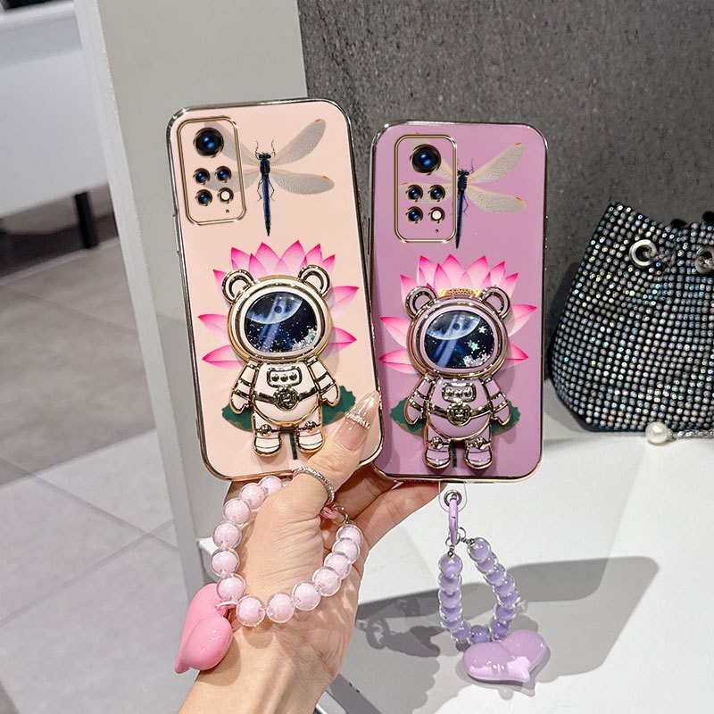 3 ชิ้น (Blossoming lotus Flowersเคสโทรศัพท์+Lanyard+Stand)สําหรับRedmi Note 11E Pro/Note 12S/Note 12