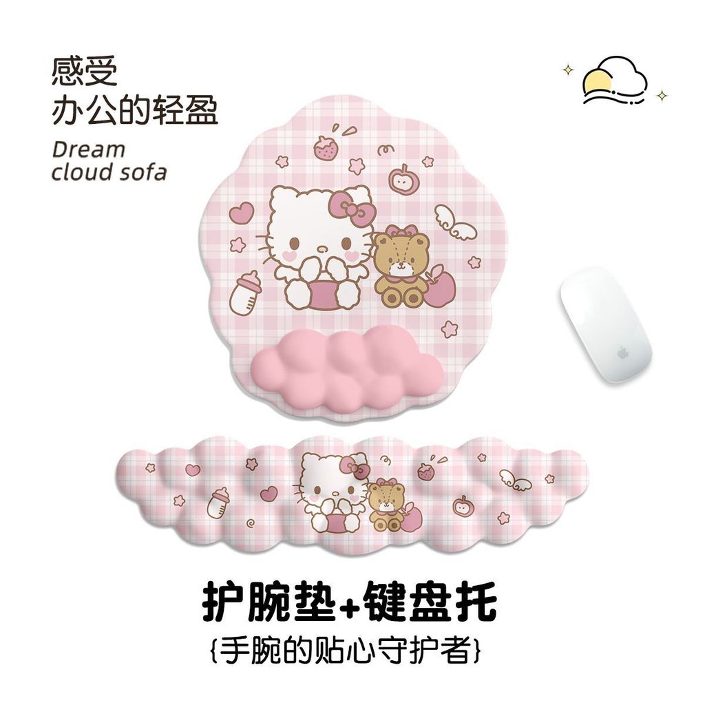 TikTok ของขวัญวันวาเลนไทน์ ของขวัญผู้หญิง Hello Kitty ที่รองข้อมือ แผ่นรองเมาส์ ที่รองข้อคิตตี้ หมอนมือคีย์บอร์ด ที่ข้อมือซิลิโคน