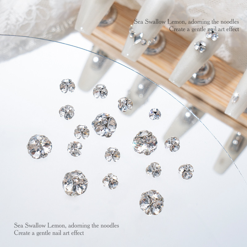 กล่องตกแต่งเล็บชุดสติกเกอร์เล็บเพชร DIY Rhinestones Stack เจาะ Organza SS6-SS28 75PCS