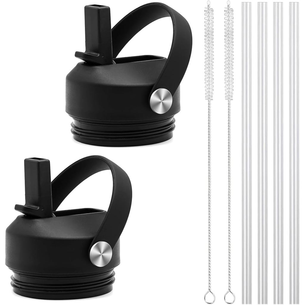 ฝาฟางสําหรับ Yeti Rambler 18 26 36 64 ออนซ์ขวดน้ํา, ฝาเปลี่ยนพร้อมหลอดและด้ามจับแบบยืดหยุ่น, ฝาทนทาน