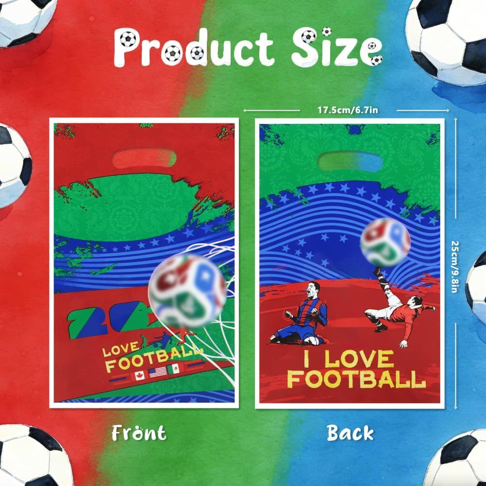 Geluode World Cup Goodie กระเป๋า, 50 ชิ้นสองด้าน I Love Football Treat กระเป๋า 6.5 "x9.8", USA Canad