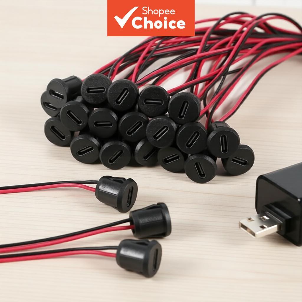 Type C พอร์ตแชสซี 20PCS 2 Pin Direct Crimp USB C แจ็คหญิงชาร์จ