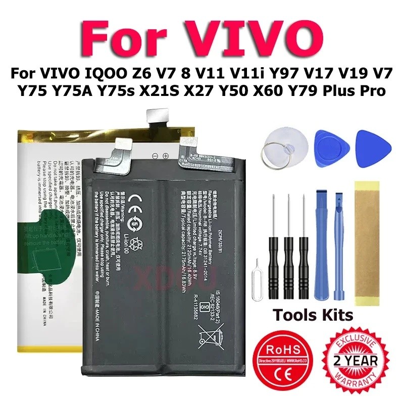 B-C9 B-K6 B-E8 B-M3/F0/P1 แบตเตอรี่สําหรับ VIVO IQOO Z6 V7 8 V11 V11i Y97 V17 V19 V7 Y75 Y75 Y75 Y60