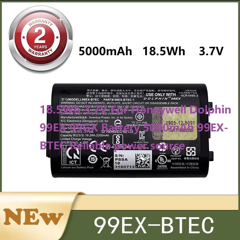 18.5Wh 3.7V สําหรับ Honeywell Dolphin 99EX 99GX แบตเตอรี่ 5000mAh 99EX-BTEC แหล่งพลังงานที่เชื่อถือไ