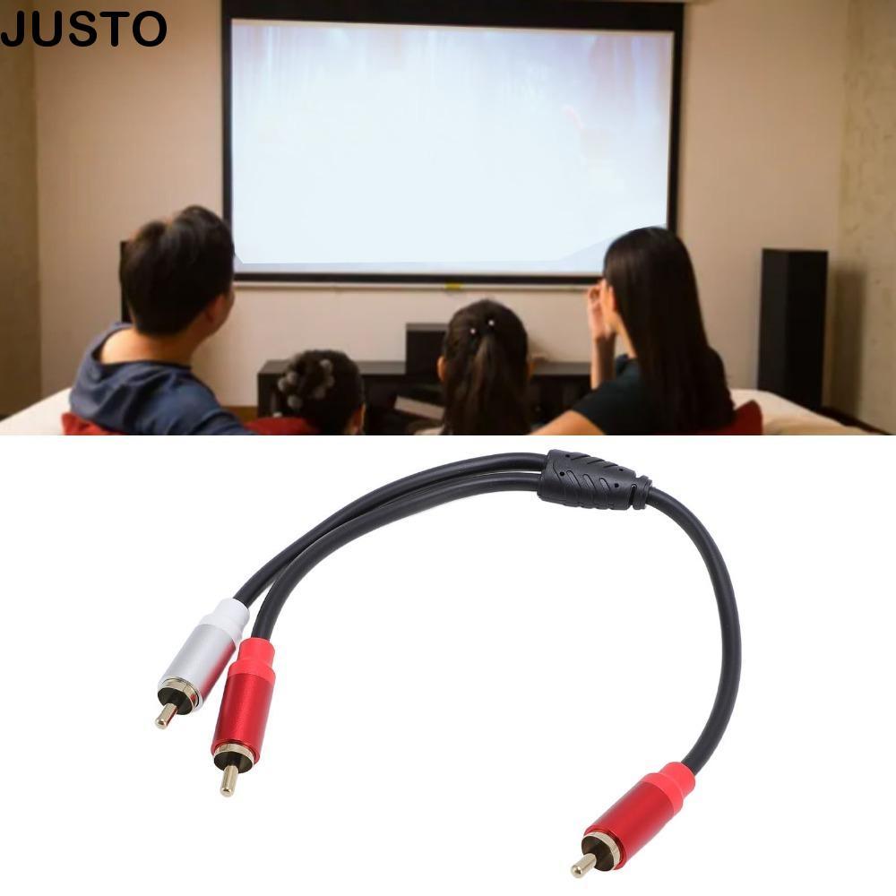 JUSTO 2PCS RCA Y Splitter Cable, 1 RCA ถึง 2 ชาย RCA 11.8in ชายกับชายสายสัญญาณเสียง, Plug and Play ซ