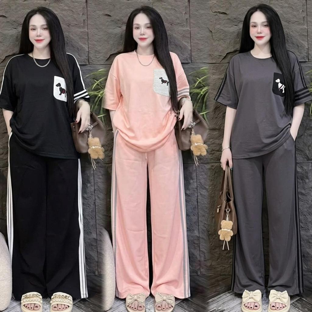 Mayura Stores No.Go1199 ชุดเซ็ท2ชิ้น เสื้อ+กางเกง สกรีนลายสุนัขตรงกระเป๋าเสื้อNEW ชุดเซ็ท เสื้อผ้าแฟชั่น