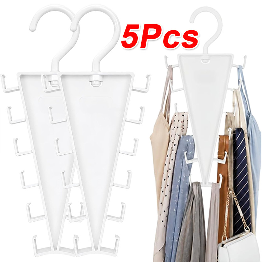 1/3/5 ชิ้น 12 ตะขอ V-Shape ประหยัดพื้นที่ Rack สําหรับตู้เสื้อผ้า / 360° ที่ใส่หมวกคลุมเสื้อผ้าแบบหมุนได้
