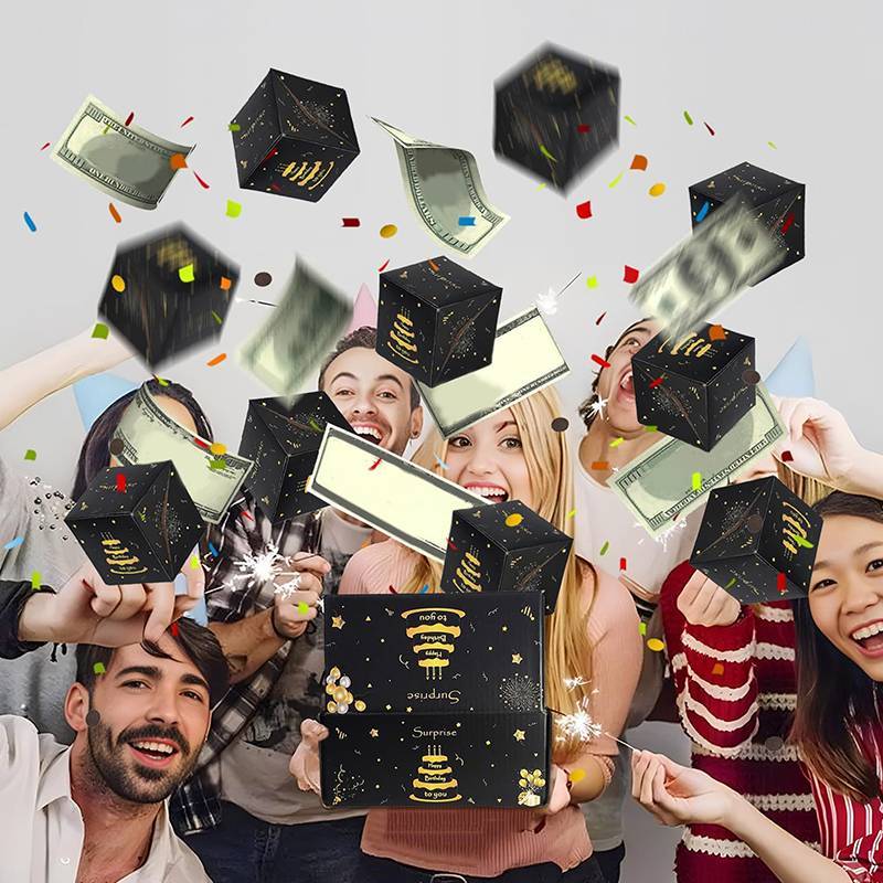 SHINE 10 ชิ้นพับระเบิดกล่องของขวัญเซอร์ไพรส์ Gold Bounce Surprise กล่องของขวัญ Bouncing Box ของขวัญว