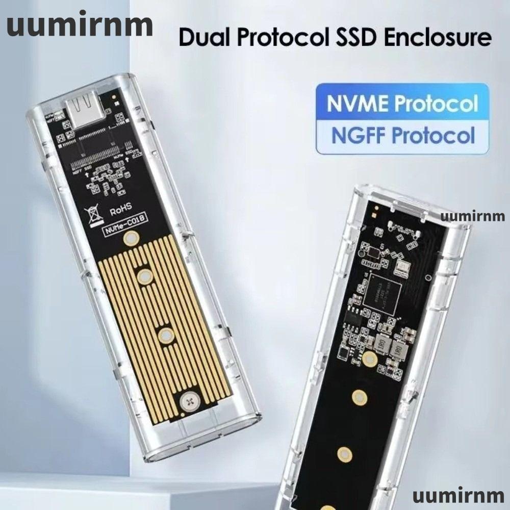 UUMIR M.2 SSD Enclosure,พลาสติก Plug and Play NVMe SSD Enclosure,แบบพกพาโปร่งใสSSD Adapter NGFF SSD 