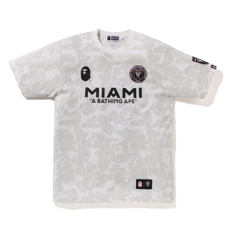 BAPE Street Wear Miami Camouflage แขนสั้นฤดูร้อนสไตล์ใหม่ Joint ผู้ชายผู้หญิงกีฬาเสื้อยืดชายคู่หญิงค