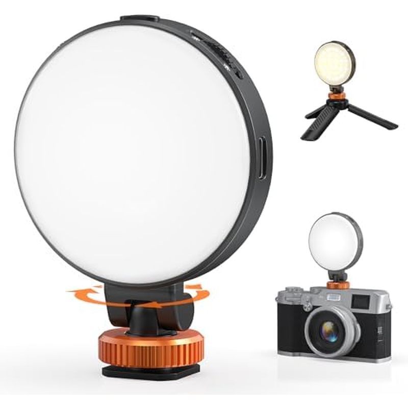 VRIG FD-05 ไฟ LED Video, สองสี, 2500K-8500K, 360° ไฟเติมปรับมุมได้หลายมุมสําหรับกล้องแอคชั่น กล้องมิ