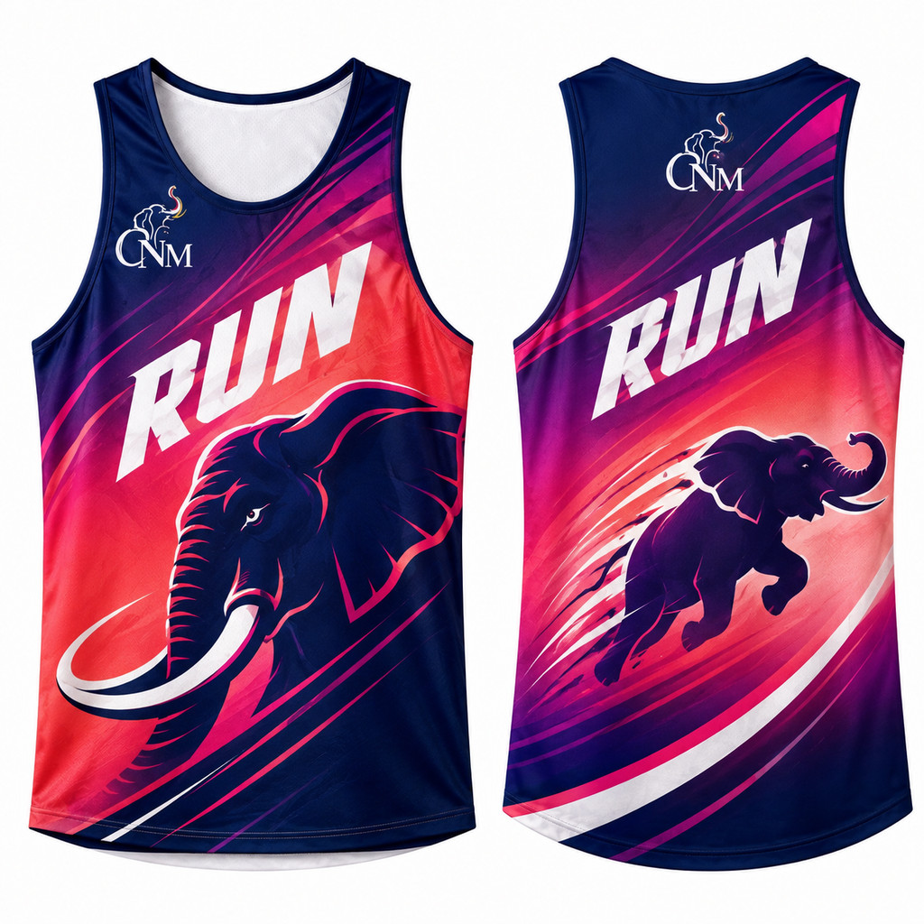 เสื้อวิ่ง CNM ลายช้าง เสื้อกล้ามกีฬา ผ้าตาข่าย 150G+ ระบายอากาศดี แห้งไว น้ำหนักเบา ยืดหยุ่น ใส่สบาย ชายหญิง