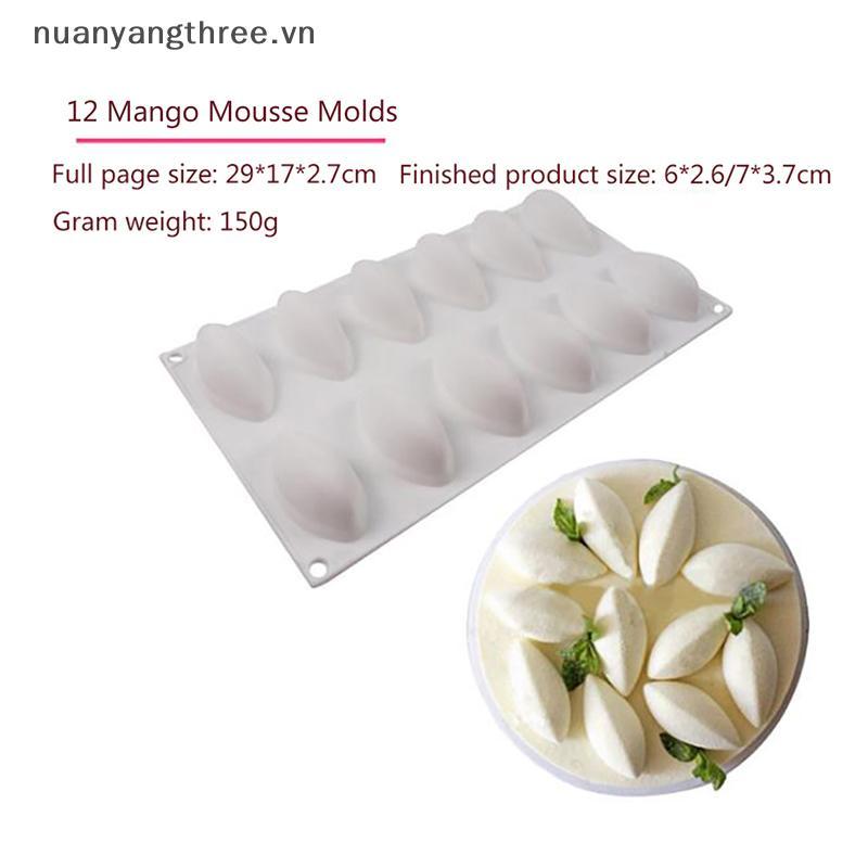 12 Cavity Silicone Cake Fondant Mold Form Quynelle Shaped Mould Mousse Cake Tool ใหม่