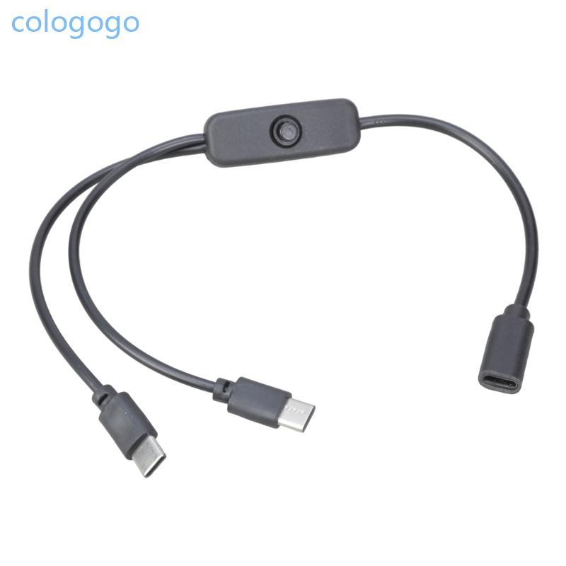 COLO สายชาร์จ Type C เป็น Dual Type C 30 ซม. พลังงานต่ําสําหรับโทรศัพท์แท็บเล็ตโคมไฟ