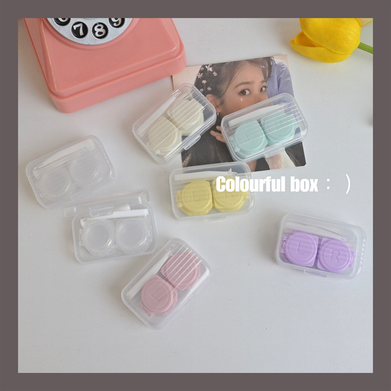 Ins Like Fish Transparent Simple Candy Color Small Contact Lens Box Companion Box Portable Cosmetic 
