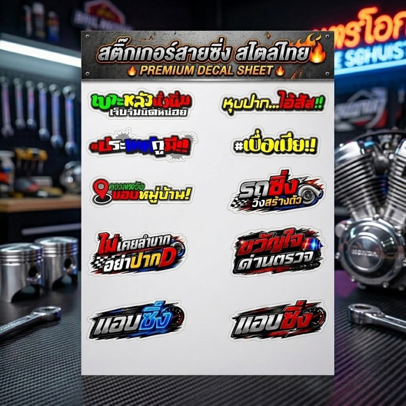 ZJ HOME "รวมลาย สติ๊กเกอร์แต่งรถ สติ๊กเกอร์กวนๆ สายซิ่ง ไดคัทพร้อมติด (รถซิ่งวิ่งสร้างตัว) ติดมอไซค์ รถยนต์ ทนแดด