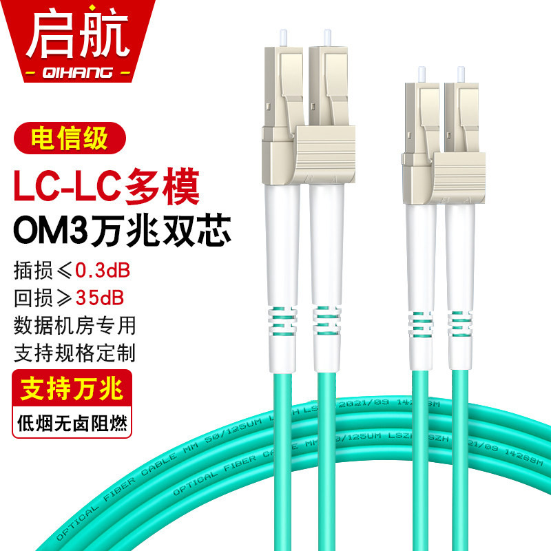 Telecom เกรด LC-LC Mega OM3 Multi-Mode Dual-Core Optical Fiber Jumper 1/2/10m Tail Fiber Dual Fiber 
