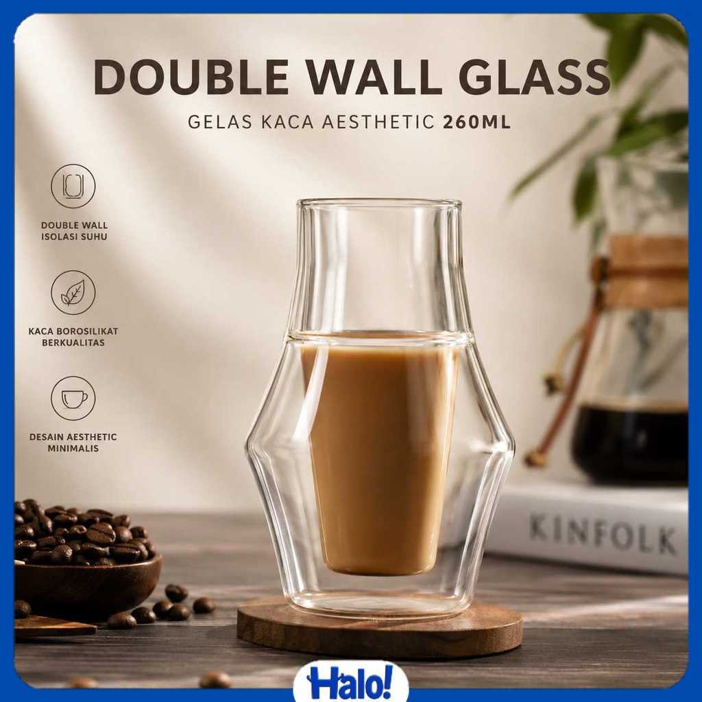 One Two Cups Aesthetic Coffee Glass Double Wall Glass 260ml - SN530