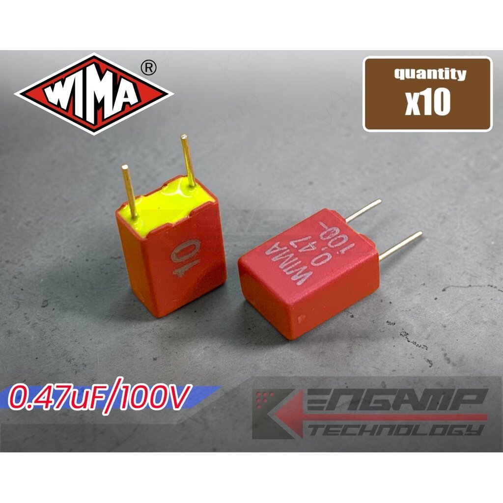 (10ตัว) [F-CAP] 0.47uF/100V 10% WIMA MKS2 4.5x7.2 H9.5mm P=5mm