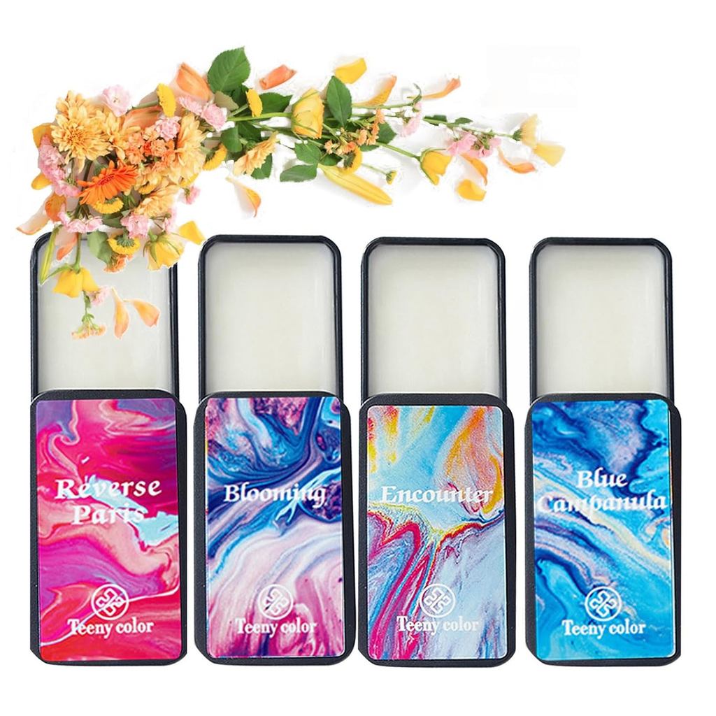 4 ชิ้น Solid Balm Set Solid Perfume Portable Pocket Balm Perfume เหมาะสําหรับการเดินทางใช้น้ําหอมธรร