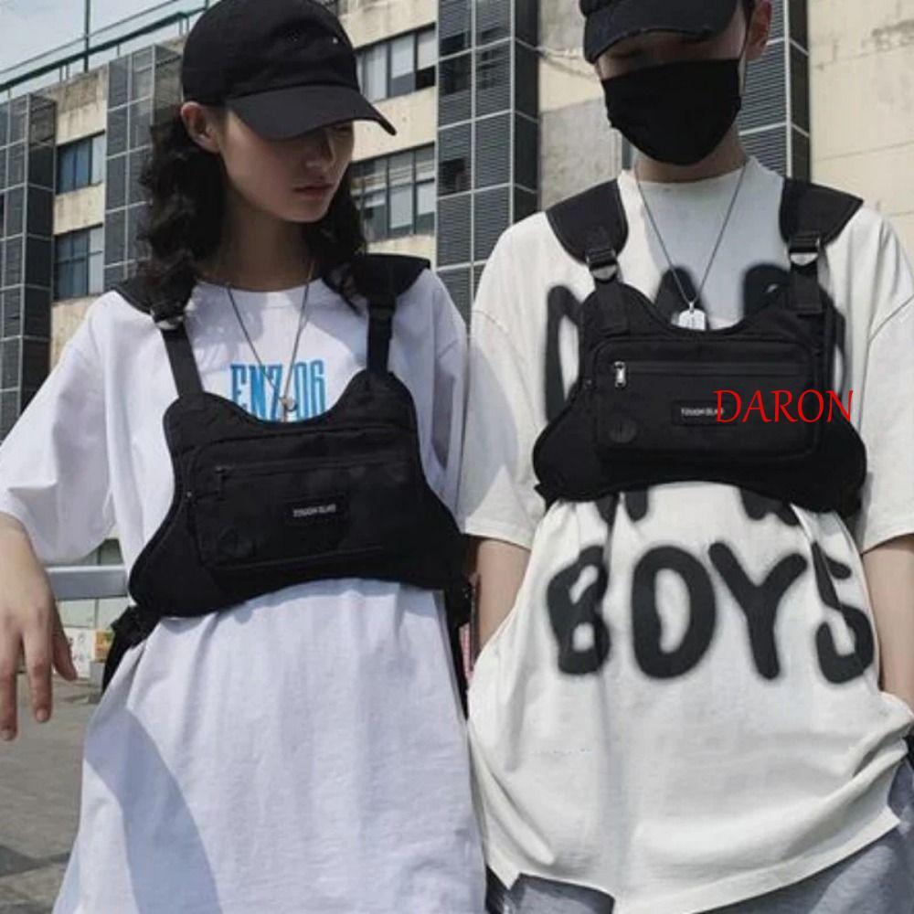 DARON Hip Hop Vest Bag, Hip Hop Functional Chest Bag,Functional Vest Bag Casual Waterproof Streetwea