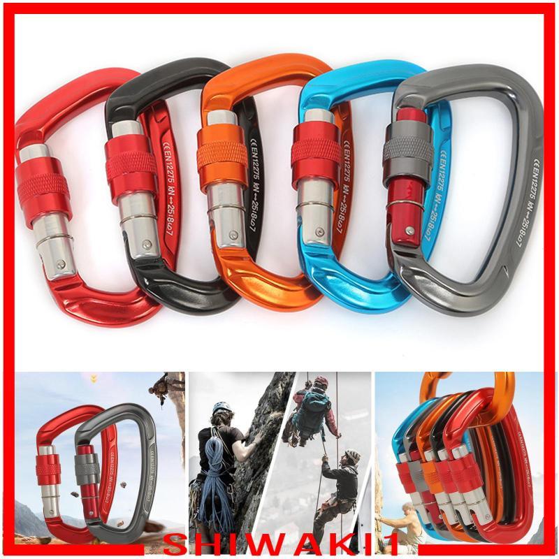 [Shiwaki1] Aviation Aluminium Carabiner Locking Screwgate Safety Keychain Clip for Climbing Outdoor 