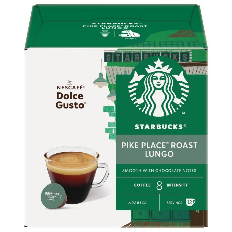 สตาร์บัคส์ดอลเช่กุสโต้กาแฟคั่วบดไพค์เพลส 12แคปซูล 78กรัม Starbucks Dolce Pike Place78g [หมายเลขบาร์โค้ด 5000243800394]