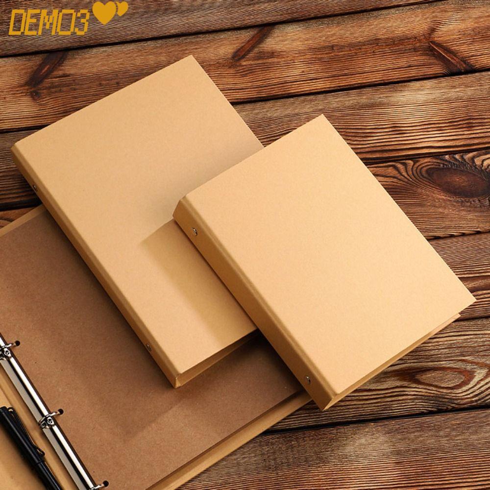 [DEMO3] Binder File Clip, Vintage A5 B5 A4 Kraft Paper Binder Cover, Kraft Paper Perforated Binder F