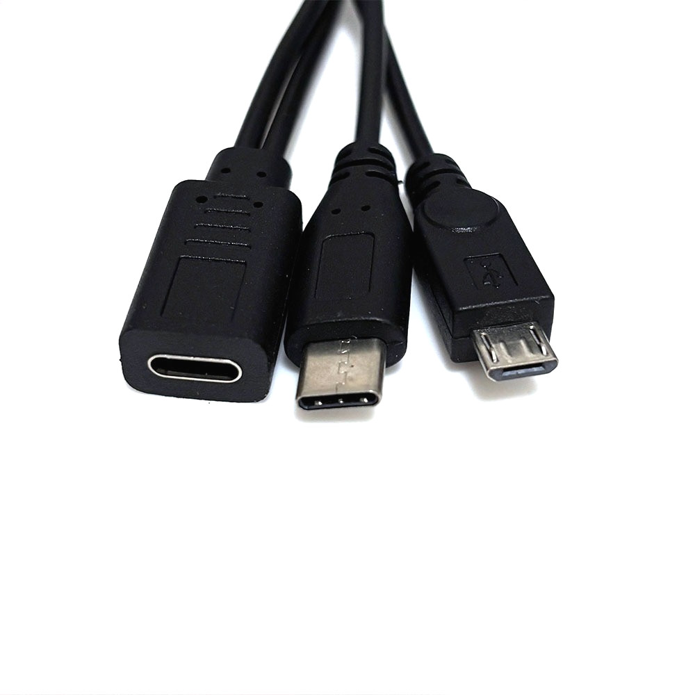 Type-C USB-C หญิง USB-C Type C USB 3.1 และ Micro USB ชาย Splitter Extension สายชาร์จ