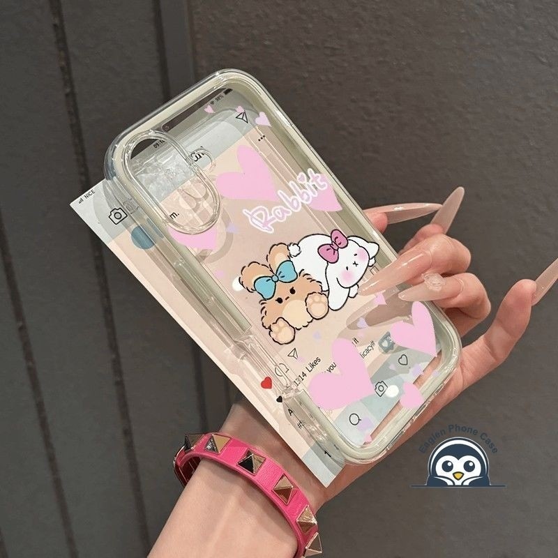 น่ารักการ์ตูนกระต่ายรักสําหรับ OPPO A3i Plus A2 Pro A2M A1S A1i R15 สีลูกกวาดขอบปลอกนุ่มใสปกหลัง