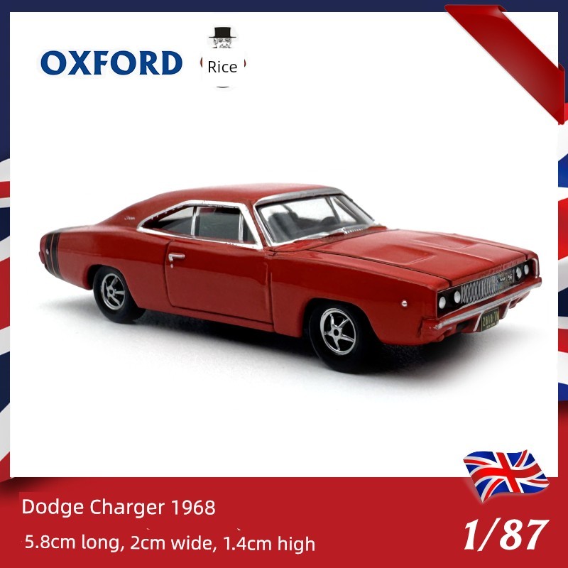 โมเดลรถ รถของเล่นเด็กผู้ชาย OXFORD Oxford 1/87 Dodge Charger 1968รถกล้ามเนื้ออเมริกันรุ่นรถโบราณคอลเ