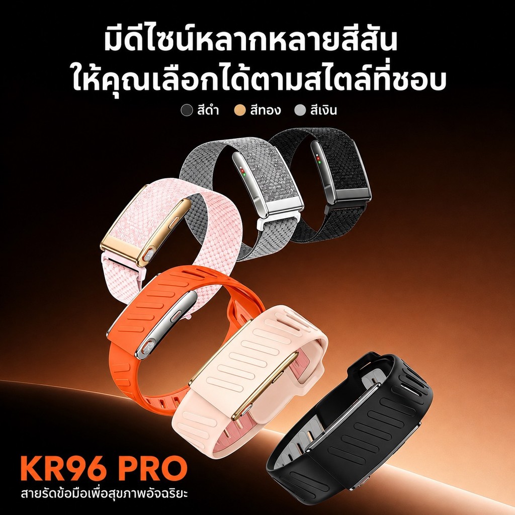 ZMZ นาฬิกา Smartwatch รุ่น KR96Pro วัดอัตราการเต้นหัวใจ ติดตามอุณหภูมิ ติดตามการนอนหลับ สาย2เส้น