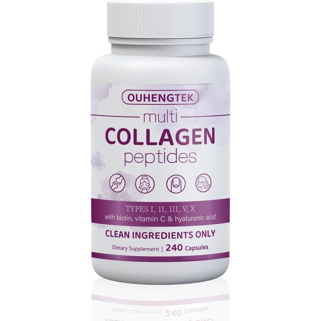 แคปซูลคอลลาเจนเปปไทด์ไฮโดรไลซ์ – Multi Collagen Types I, II, III, V, X with Biotin, Hyaluronic Acid 