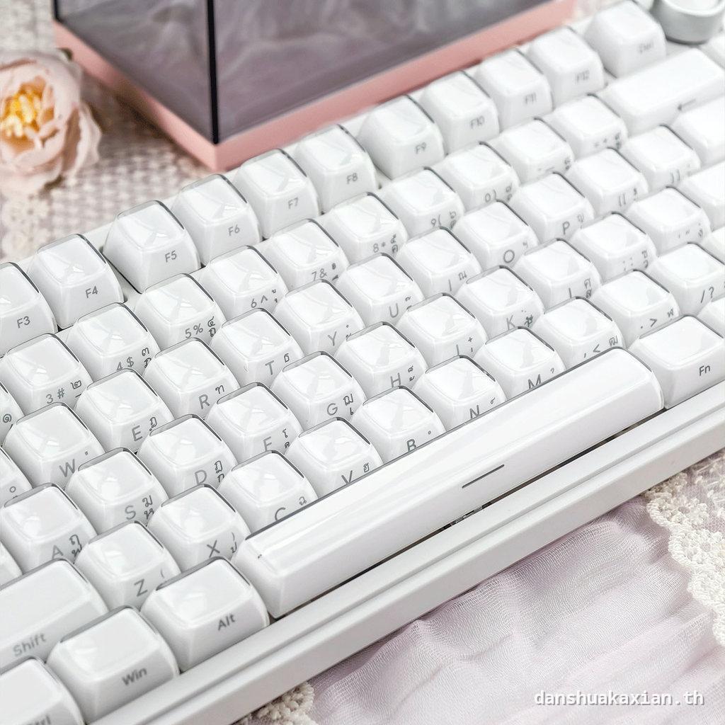 EN/TH/KR/RUMAMOOO สีขาวคริสตัล Keycap คํา SA Profile 132 คีย์ PC PBT Double-shot Letter Side-แกะสลัก