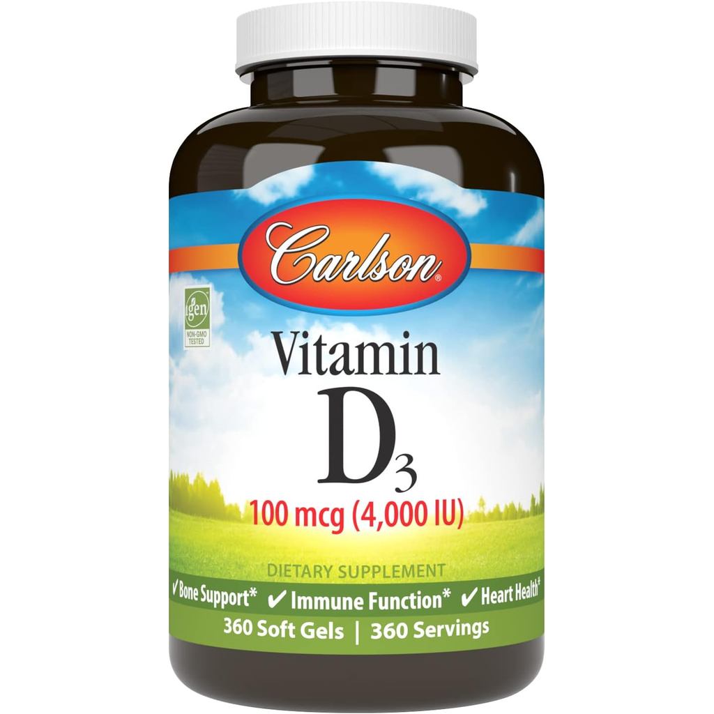Carlson Vitamin D3 4000 IU (100 mcg) สุขภาพกระดูก 360 ซอฟท์เจล