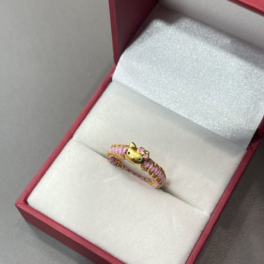 Cat Gold-Plated ของขวัญสําหรับวันเกิดหญิงทอหวานวันวาเลนไทน์ Live Cat แหวน Hello Kitty kt แฟนแหวน 3yy