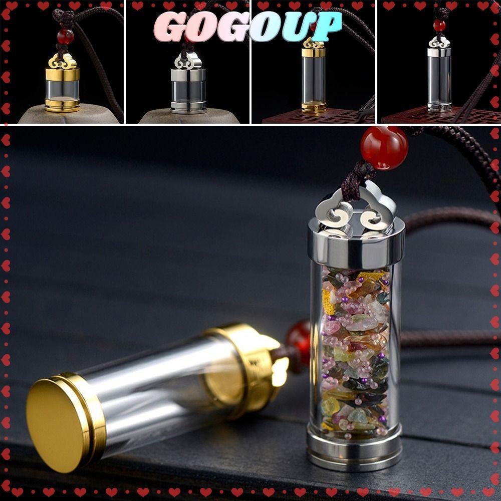 GOGOASDRF Wishing Bottle Pendant, Gold Silver Memorial Jewellery Perfume Vial Necklaces, Transparent