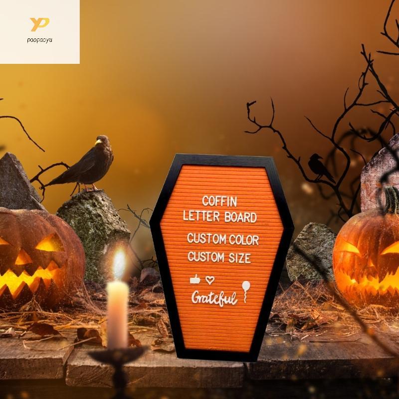 PPY Coffin Letter Board ตกแต่งฮาโลวีน Gothic ข้อความ BOARD Felt Letter Board พร้อมตัวอักษรสําหรับปาร