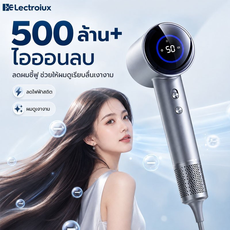 Lectroiux High-Speed Hair Dryer ไดร์เป่าผม ไดร์เป่าผมความเร็วสูง เครื่องเป่าผม 500 ล้านไอออนลบ เป่าผมแห้งเร็ว ลดผมชี้ฟู1