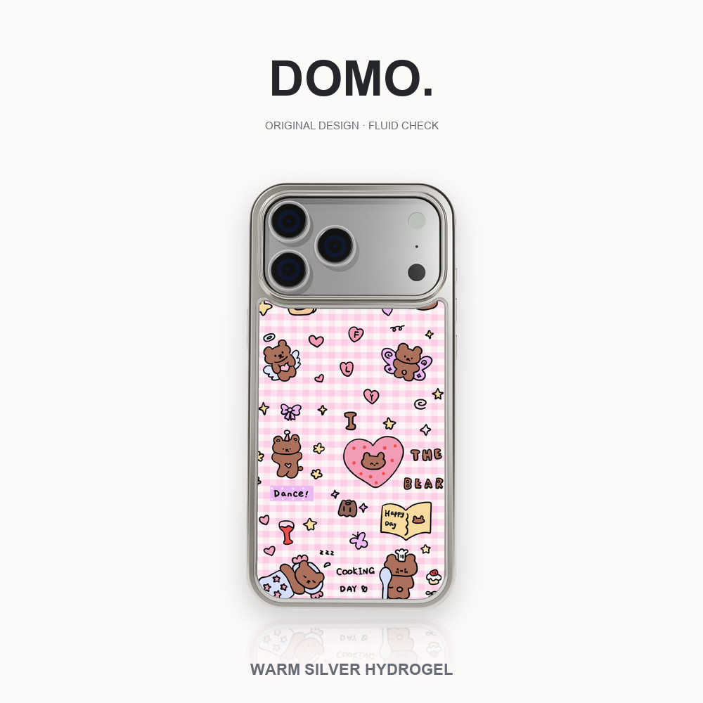เคสไฮโดรเจลขอบเงินลายสีเบจสำหรับ iPhone 18 Pro Max 18 Pro 18 17 Pro Max 17 Pro 17 Air 16 15 14
