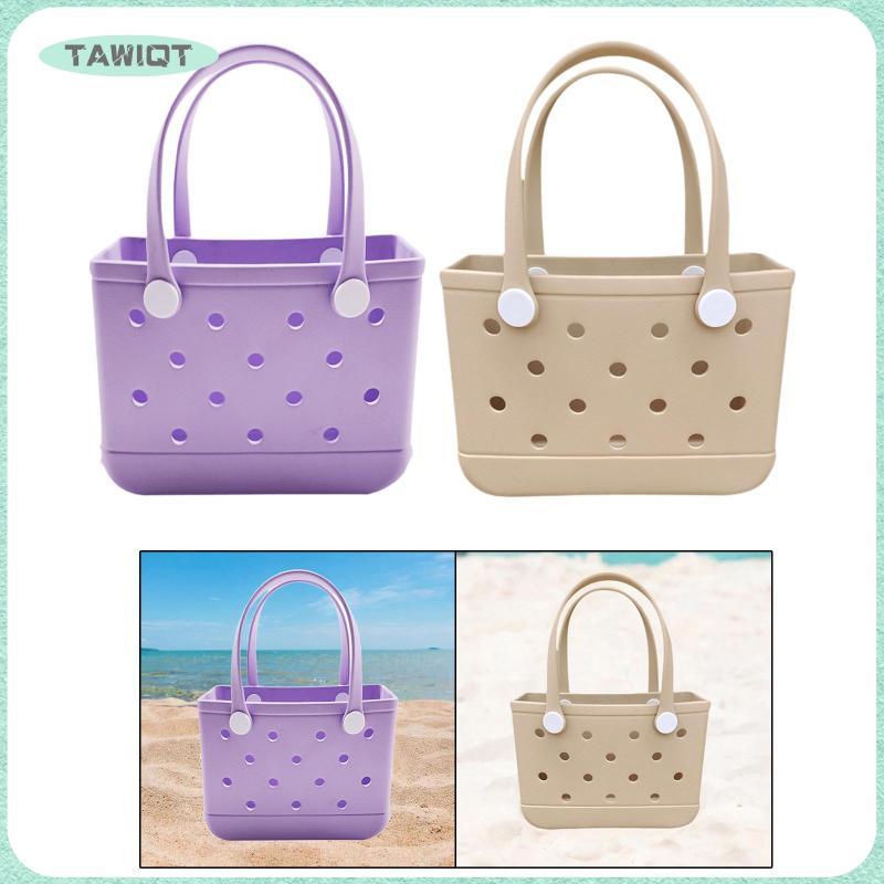 [tawiqt.th] Beach Tote Bag with Holes Washable Beach Bag for Outdoor Swimming Beach