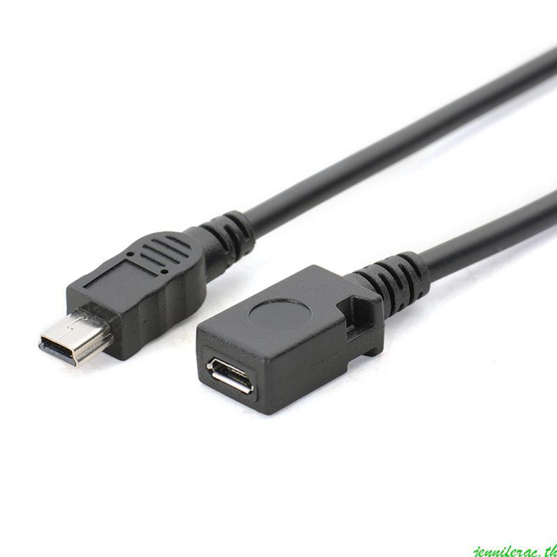 Jenniferac Micro USB เป็น Mini USB Converter Line สําหรับดิสก์พัดลมเครื่องอ่านการ์ดสาย MP4 สีดําสายช
