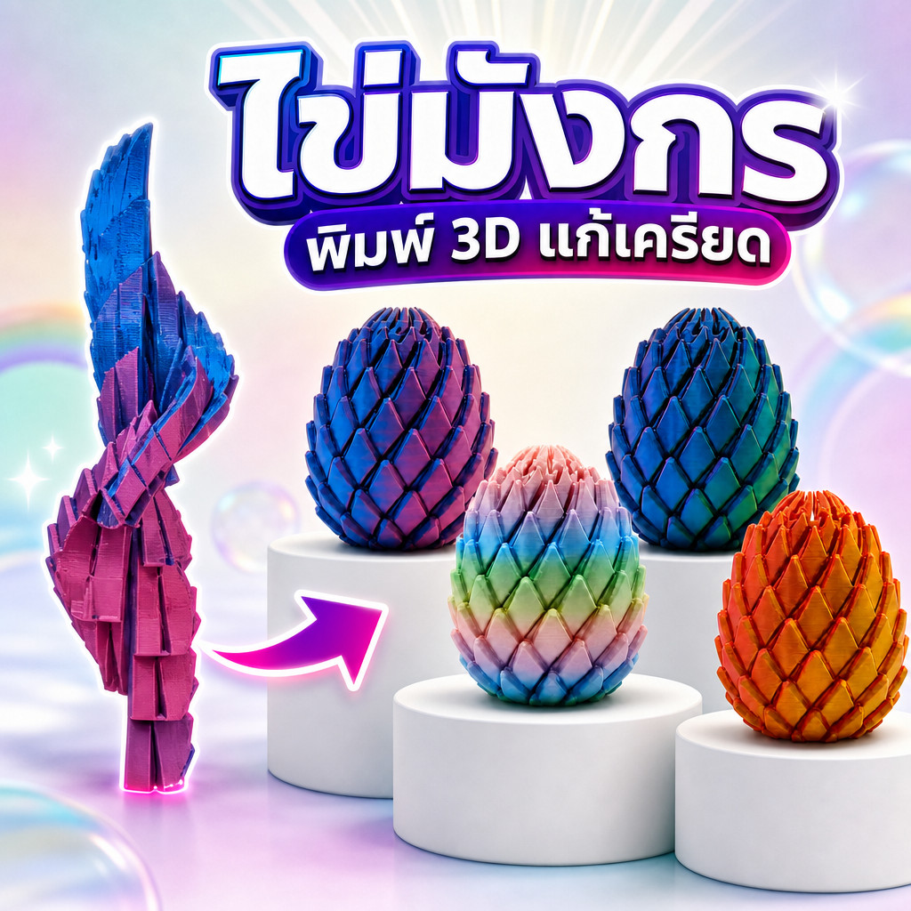 ไข่มังกรพิมพ์ 3D ของเล่นคลายเครียด ไข่ทรงเกลียว Fidget ของเล่น หมุนเนียนลื่น ปั้นทรงได้ตามใจ สําหรับผู้ใหญ่เด็ก