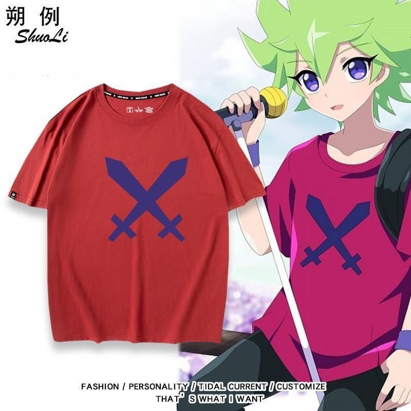Yu-gi-oh SEVENTS Kirishima Lure เสื้อยืดแขนสั้นสไตล์เดียวกันผู้ชายผู้หญิงฤดูร้อนผ้าฝ้ายแท้สองมิติปวด