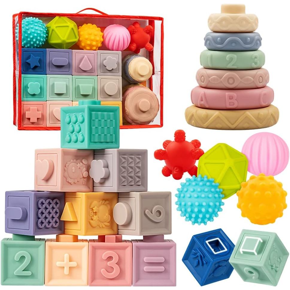 JyuileBabyToys6-12Months,MontessoriToyforBabies6-12Months,InclStackingBuildingBlocks&SoftInfantToys&