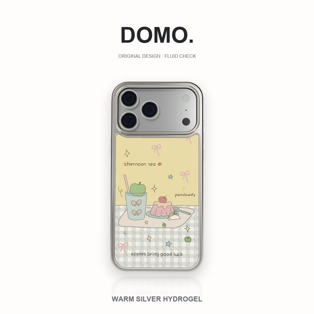 เคสไฮโดรเจลขอบเงินลายสีเบจสำหรับ iPhone 18 Pro Max 18 Pro 18 17 Pro Max 17 Pro 17 Air 16 15 14