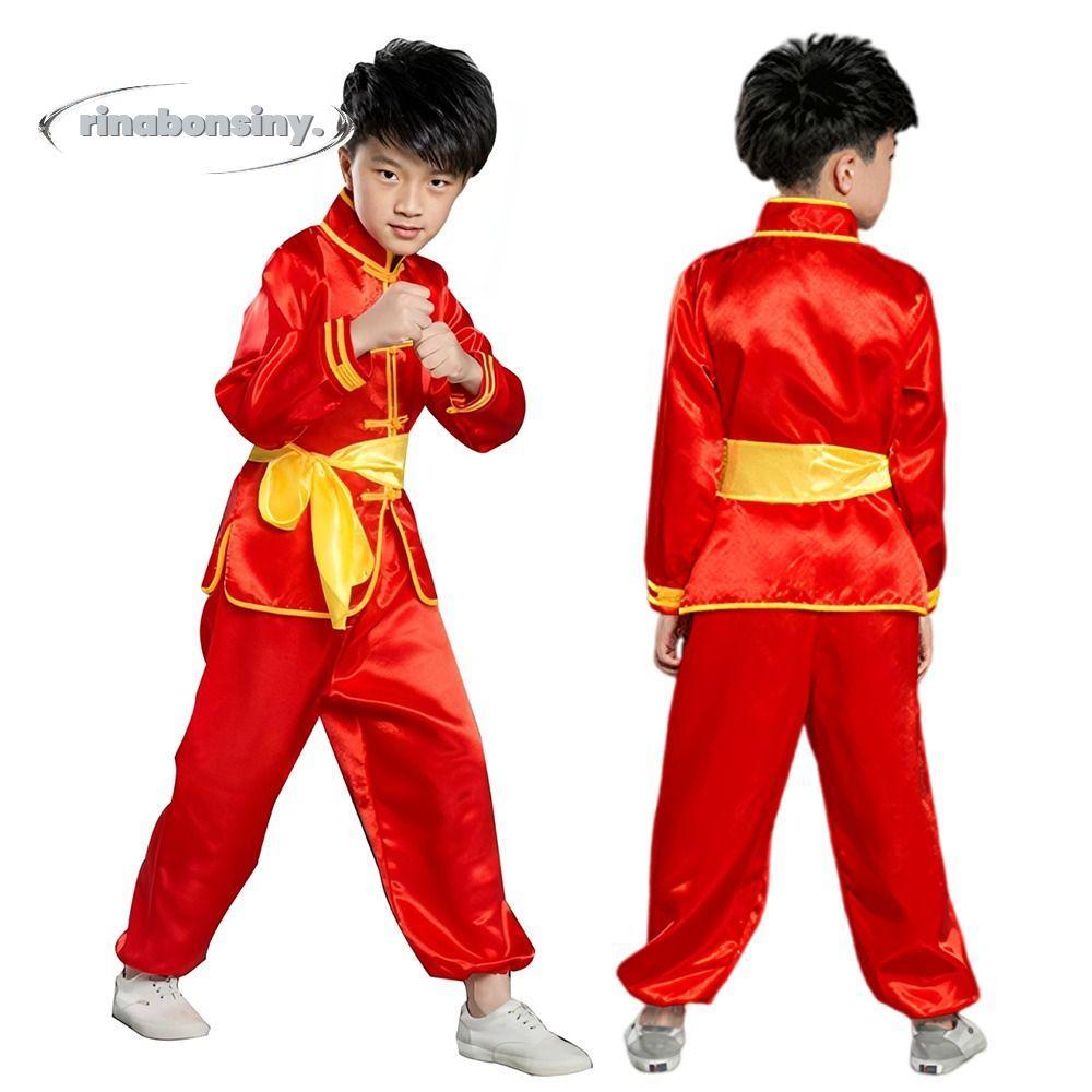 RINABONSINY Wushu เครื่องแต่งกาย,จีนแบบดั้งเดิม Wushu Performance Kungfu ชุด, แฟชั่นพร้อมเข็มขัดแขนย