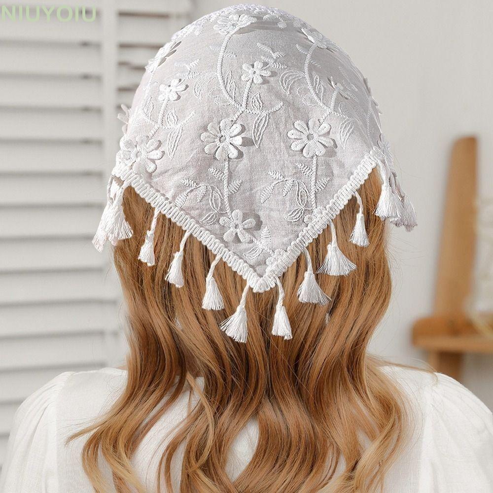 NIUYOIU Wrap Scarf, Openwork Cloth Lace Triangle Hair Head, Head Scarf